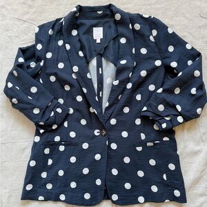 LC Lauren Conrad Polka Dot Blazer Navy White Women's Size Large